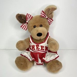 Cheerleader Puppy Dog Build A Bear  Plush Girl Red BAB Brown Stuffed Animal 13"